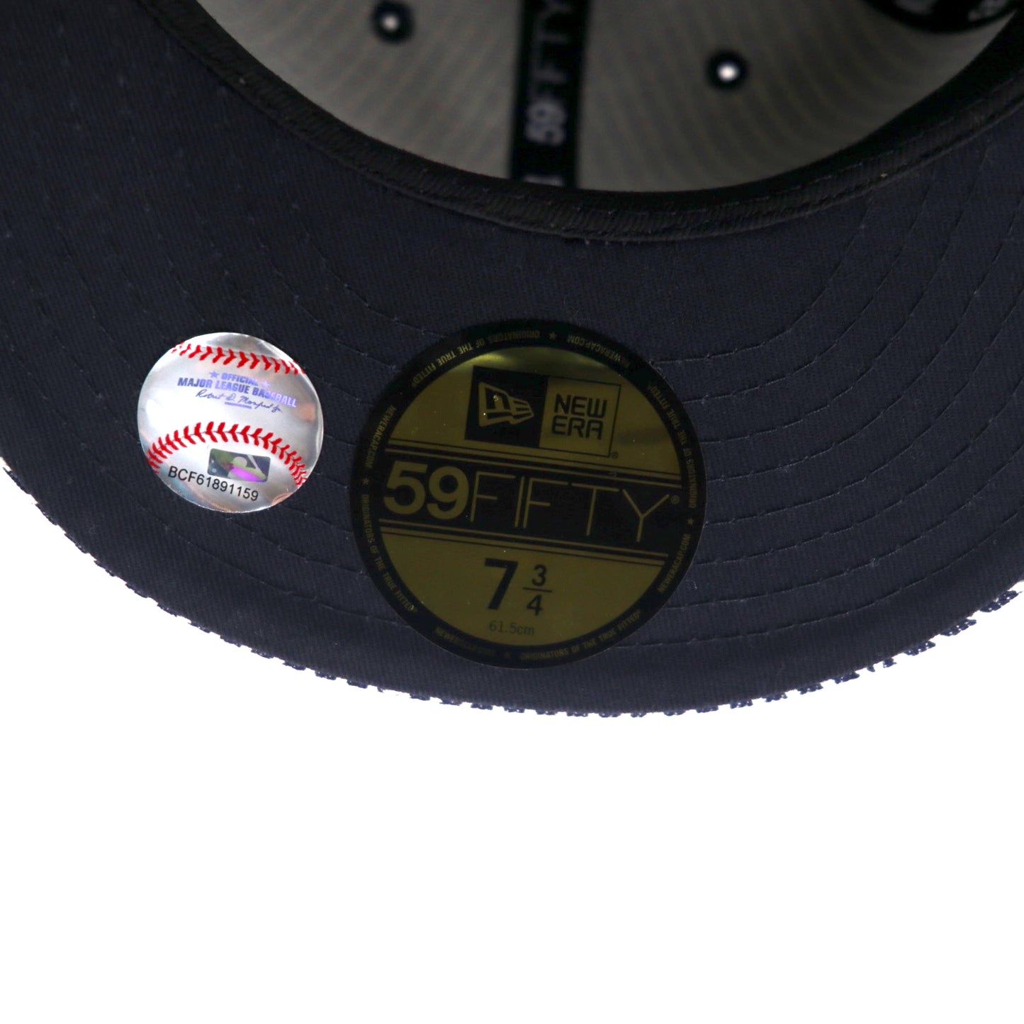 NEW ERA 59FIFTY ベースボールキャップ 61.5cm ネイビー ストライプ コットン MLB ニューヨーク ヤンキース ヒッコリー スプラッシュ インディゴデニムバイザー 未使用品