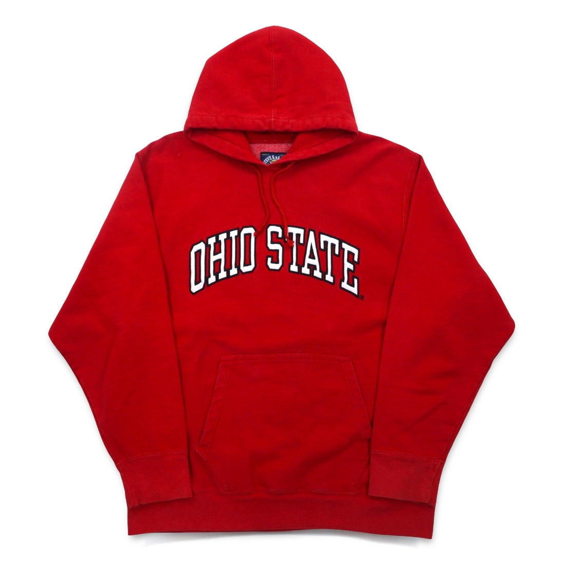 90s STEVE &amp; BARRY'S Reverse Weave Pullover Hoodie L Red College OHIO STATE Arch Logo
