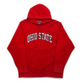90s STEVE &amp; BARRY'S Reverse Weave Pullover Hoodie L Red College OHIO STATE Arch Logo