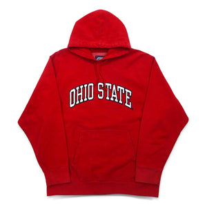 90年代 STEVE & BARRY'S リバースウィーブ プルオーバー パーカー L レッド カレッジ OHIO STATE アーチロゴ