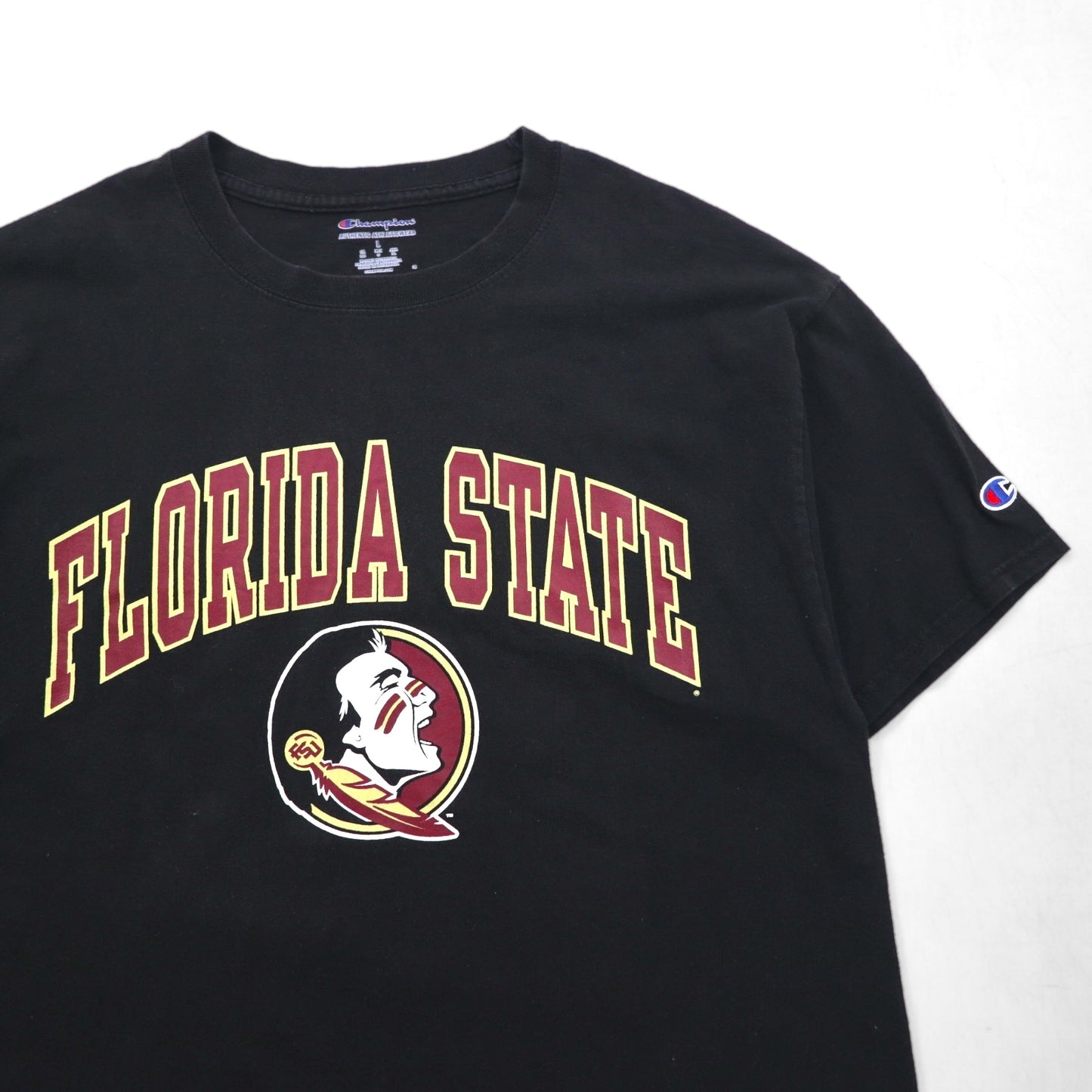 Champion College Print T-Shirt, XL, Black Cotton, Florida State Arch Logo