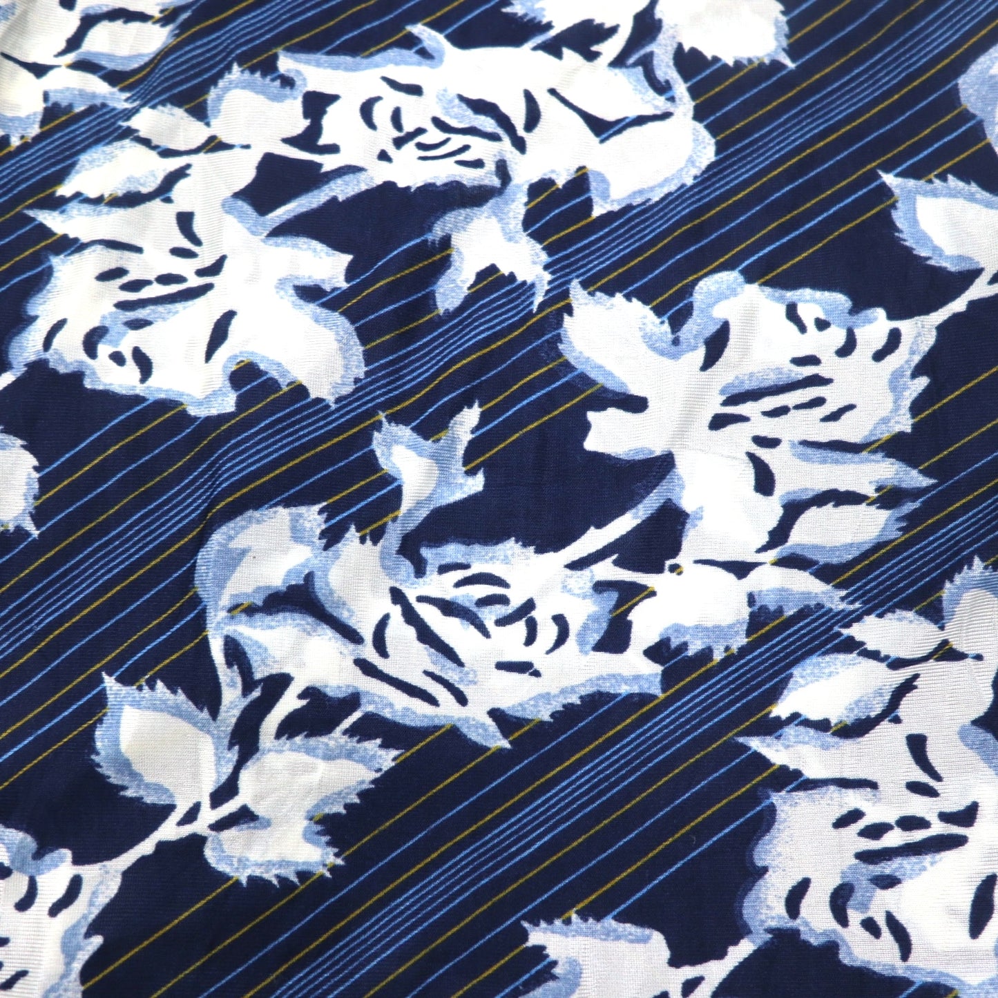 Sears 70s Made in Canada Long Collar Print Shirt Poly Shirt L Navy Floral Collar Stuffer CHEMISE SPORT