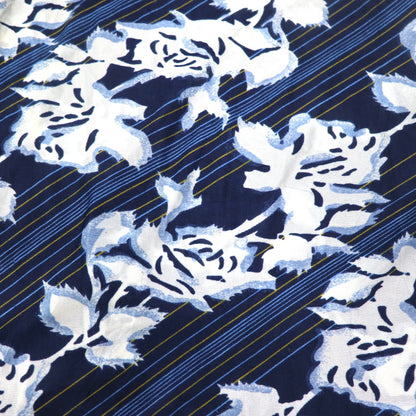 Sears 70s Made in Canada Long Collar Print Shirt Poly Shirt L Navy Floral Collar Stuffer CHEMISE SPORT