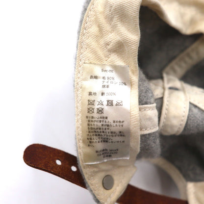 Hender Scheme キャップ 2 tone wool cap FREE グレー 豚革 レザー 日本製