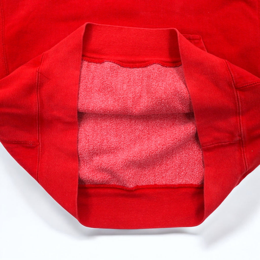 90s STEVE &amp; BARRY'S Reverse Weave Pullover Hoodie L Red College OHIO STATE Arch Logo