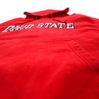 90s STEVE &amp; BARRY'S Reverse Weave Pullover Hoodie L Red College OHIO STATE Arch Logo