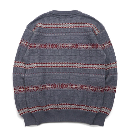 ARNOLD PALMER 90年代 ジャガード ニット ノルディック セーター M グレー ボーダー 総柄 日本製