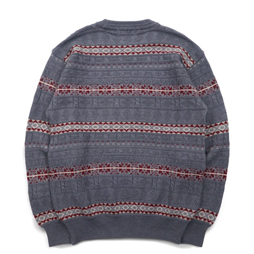ARNOLD PALMER 90s Jacquard Knit Nordic Sweater M Gray Border All-over Pattern Made in Japan