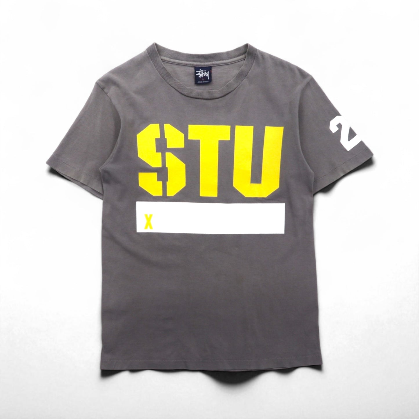Stussy 90s USA Made Old Stussy Single Stitch T-Shirt, Size Small, Gray Cotton, Double-Sided Print