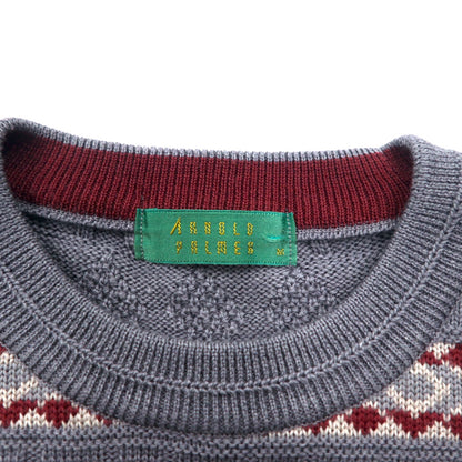ARNOLD PALMER 90年代 ジャガード ニット ノルディック セーター M グレー ボーダー 総柄 日本製