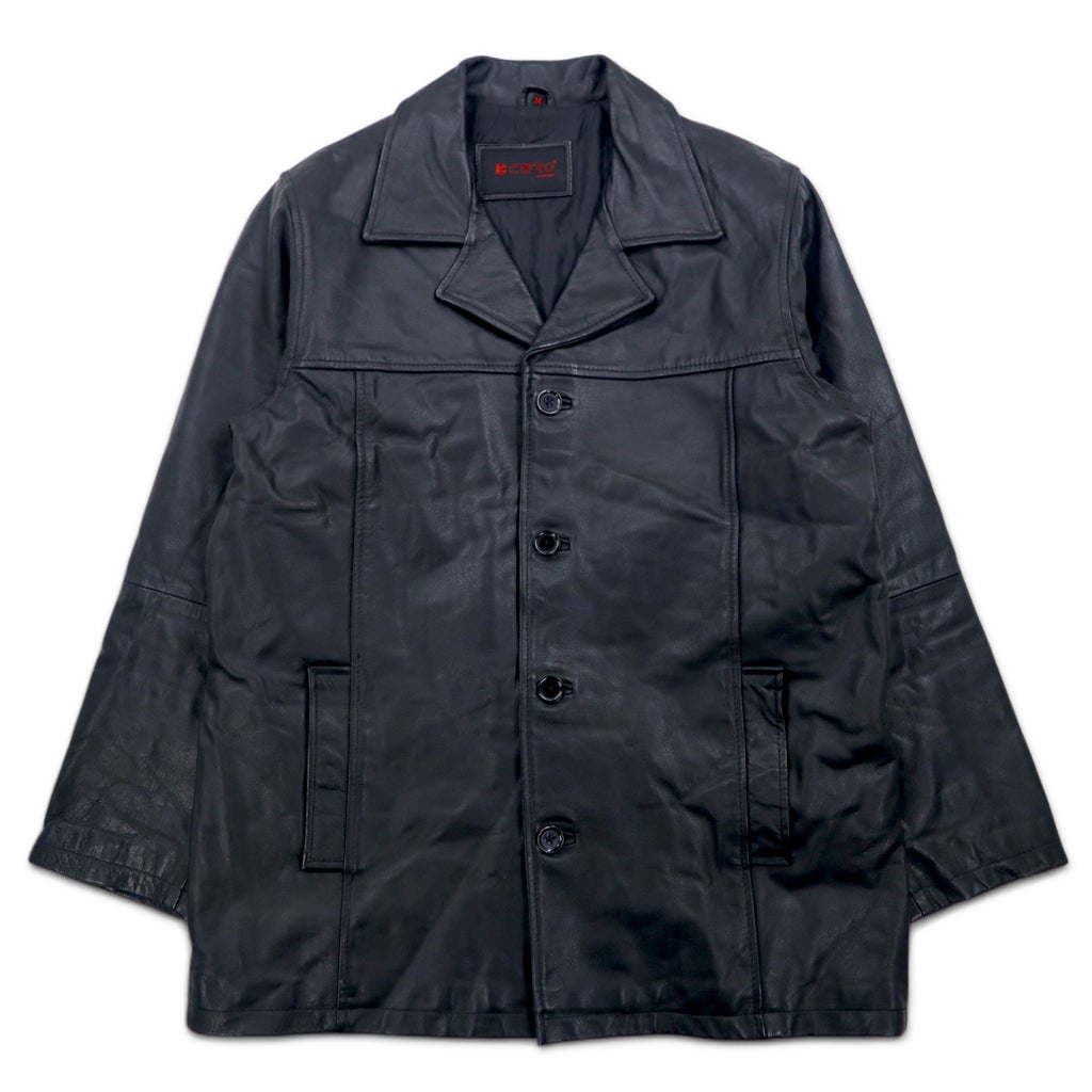 KCERO COMFORT 90s Leather Jacket Car Coat M Black Leather