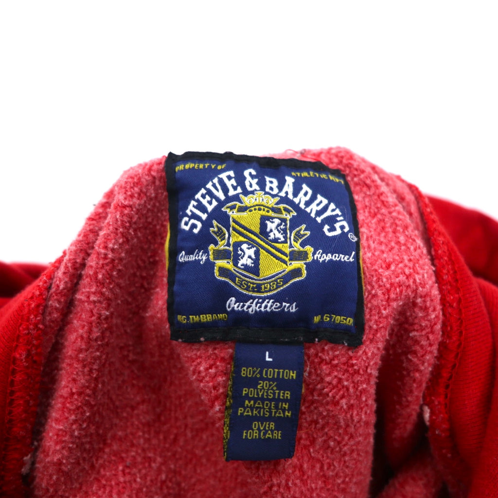90s STEVE &amp; BARRY'S Reverse Weave Pullover Hoodie L Red College OHIO STATE Arch Logo