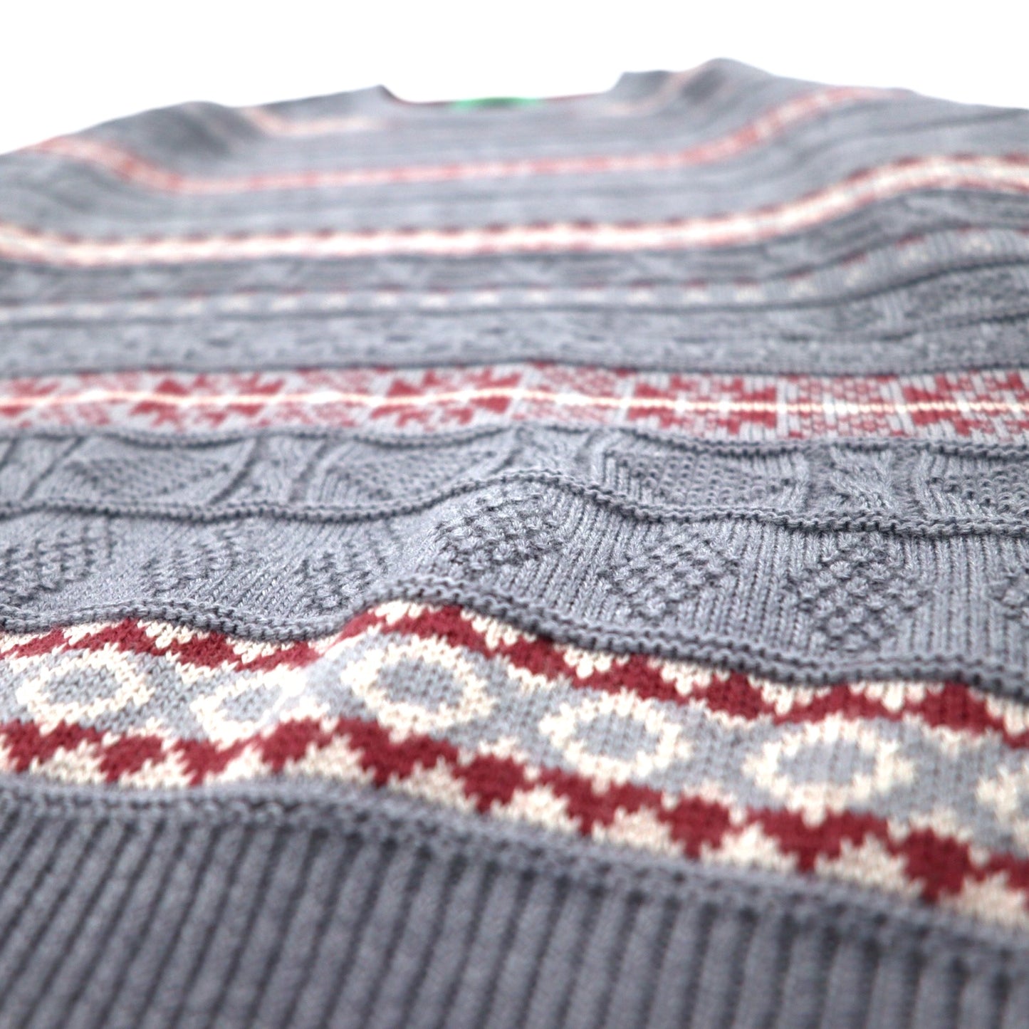 ARNOLD PALMER 90年代 ジャガード ニット ノルディック セーター M グレー ボーダー 総柄 日本製