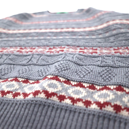 ARNOLD PALMER 90年代 ジャガード ニット ノルディック セーター M グレー ボーダー 総柄 日本製