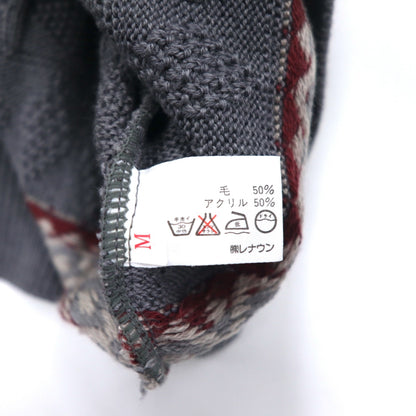 ARNOLD PALMER 90年代 ジャガード ニット ノルディック セーター M グレー ボーダー 総柄 日本製