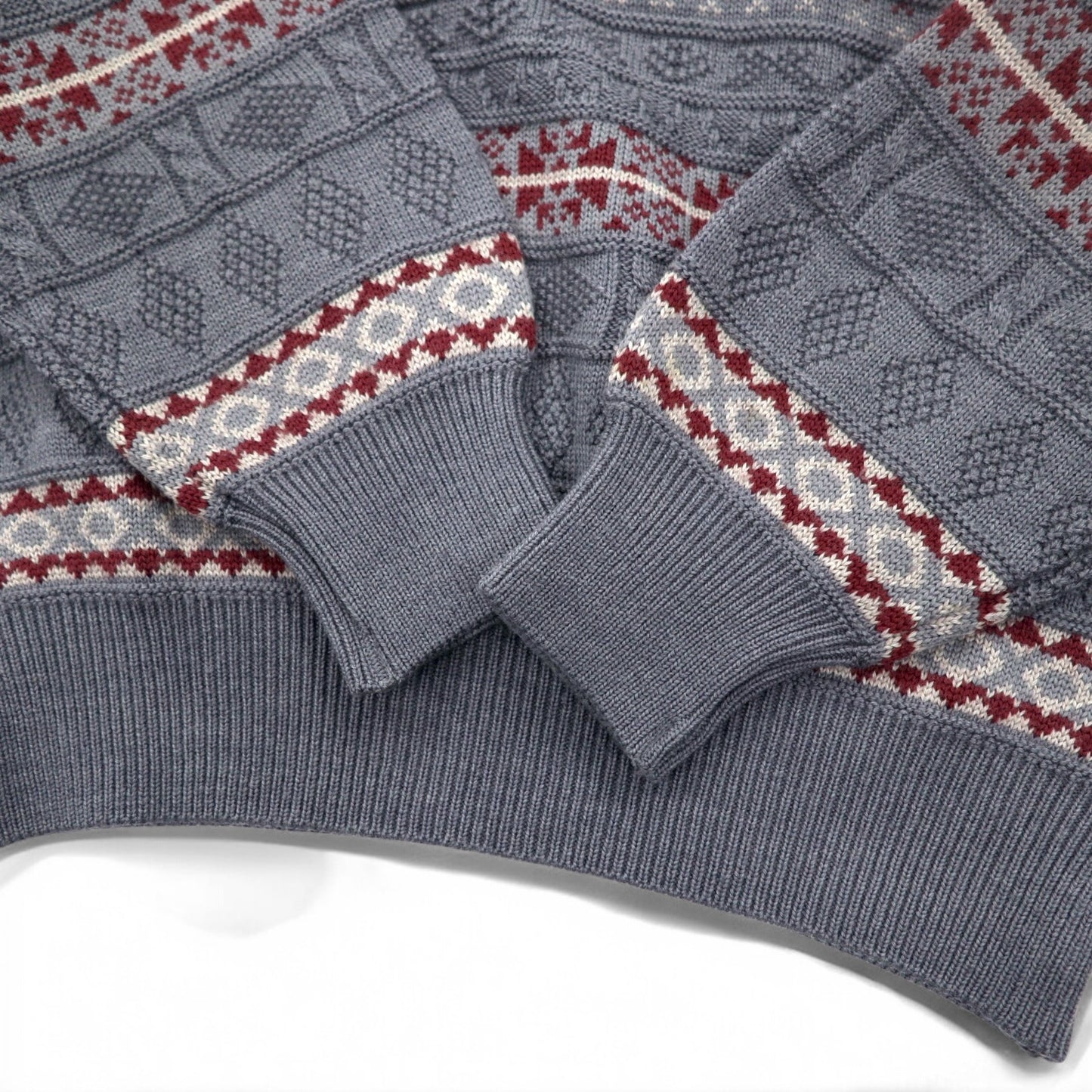 ARNOLD PALMER 90年代 ジャガード ニット ノルディック セーター M グレー ボーダー 総柄 日本製