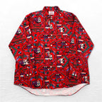Vintage Japan Made Retro Shirt CALICO BALL Native American Print Shirt FREE Red Made in Japan