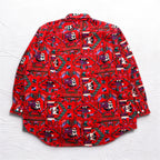 Vintage Japan Made Retro Shirt CALICO BALL Native American Print Shirt FREE Red Made in Japan