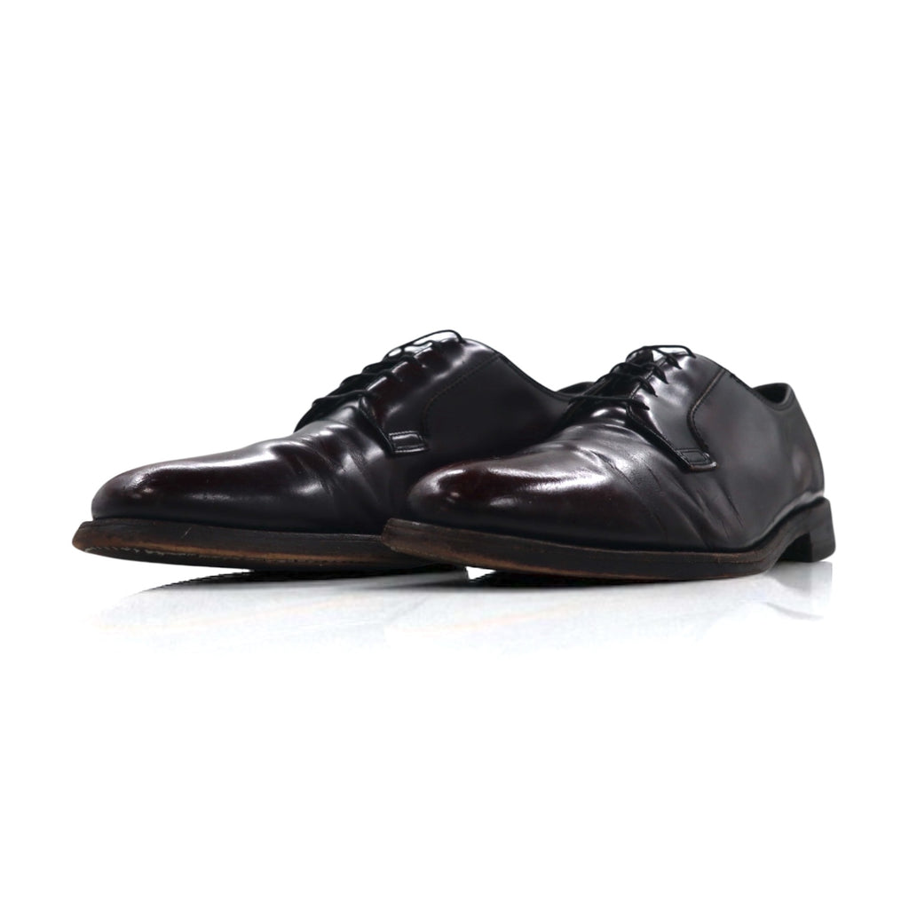THE FLORSHEIM SHOE 1980s Plain-Toe Derby Dress Shoes, Size 29cm, Bordeaux Leather, 30834