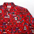 Vintage Japan Made Retro Shirt CALICO BALL Native American Print Shirt FREE Red Made in Japan