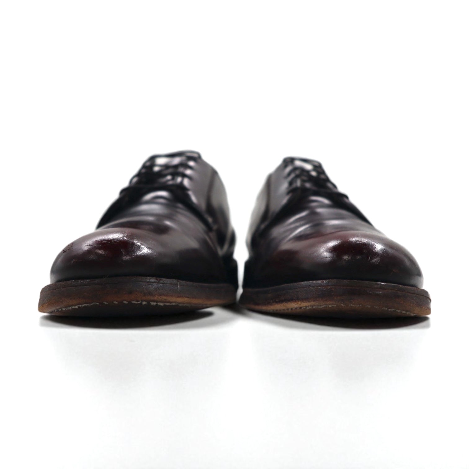 THE FLORSHEIM SHOE 1980s Plain-Toe Derby Dress Shoes, Size 29cm, Bordeaux Leather, 30834