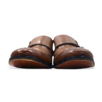 GIORGIO BRUTINI Double Monk Strap Wingtip Dress Shoes 28cm Brown Leather Medallion 248764-1