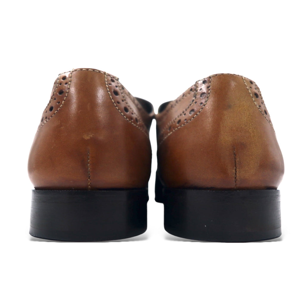GIORGIO BRUTINI Double Monk Strap Wingtip Dress Shoes 28cm Brown Leather Medallion 248764-1