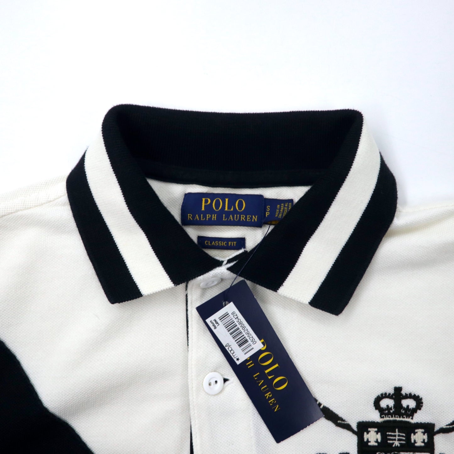 POLO RALPH LAUREN ポロシャツ S ホワイト コットン CLASSIC FIT エンブレムロゴ刺繍 BOATHOUSE 未使用品