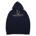 VAN SPORTS Pullover Hoodie M Navy Cotton Logo Print