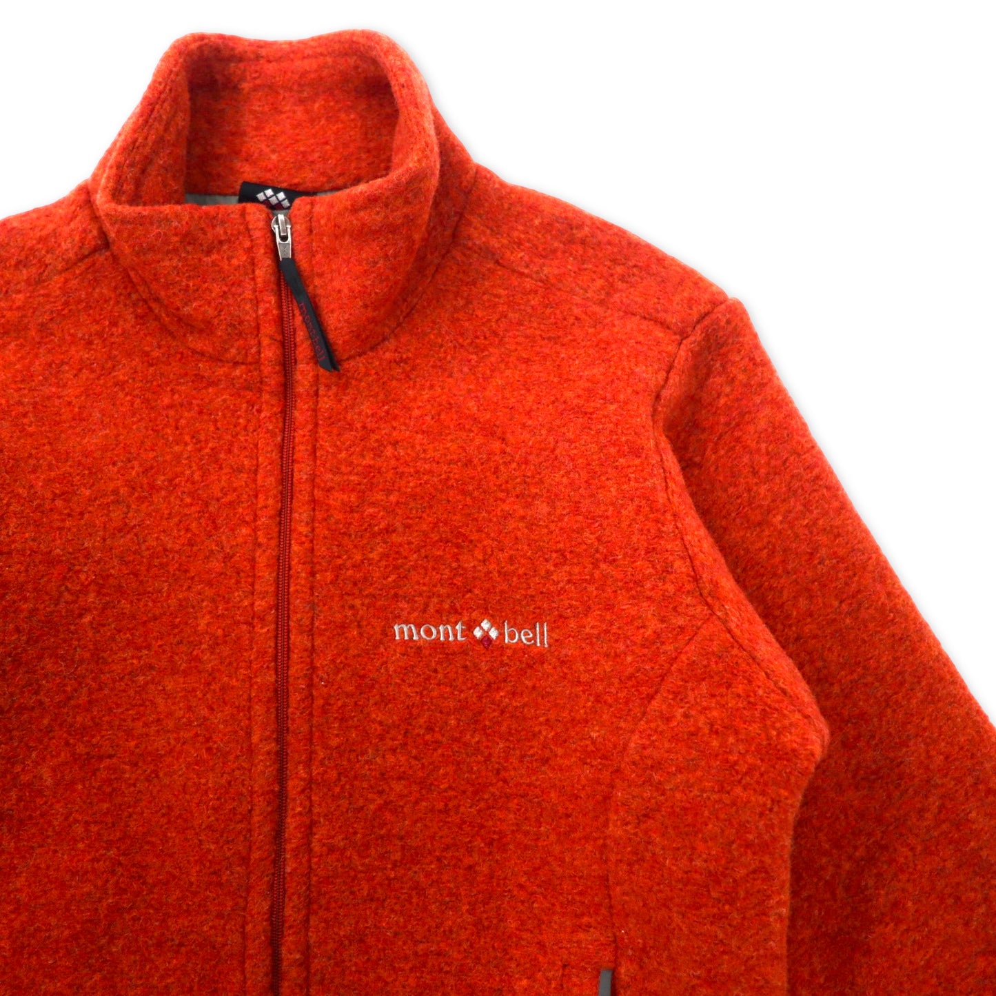 mont-bell クリマリッチウール ライニングジャケット M オレンジ ウール CLIMA WOOL ワンポイントロゴ刺繍 1106390