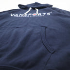 VAN SPORTS Pullover Hoodie M Navy Cotton Logo Print