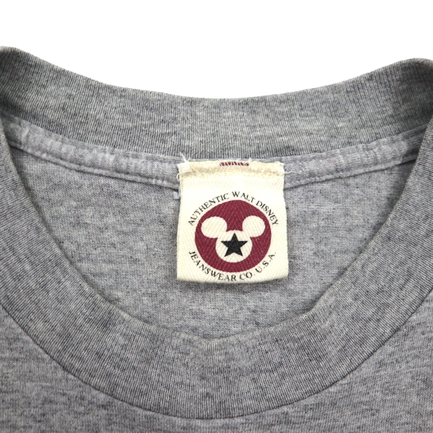 90年代 USA製 WALT DISNEY ディズニー ミッキーマウス キャラクター Tシャツ L グレー コットン 星条旗