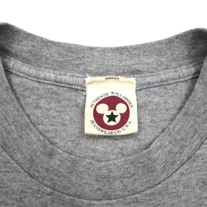 90年代 USA製 WALT DISNEY ディズニー ミッキーマウス キャラクター Tシャツ L グレー コットン 星条旗