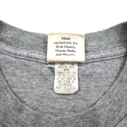 90年代 USA製 WALT DISNEY ディズニー ミッキーマウス キャラクター Tシャツ L グレー コットン 星条旗
