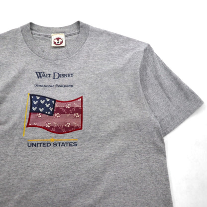 90年代 USA製 WALT DISNEY ディズニー ミッキーマウス キャラクター Tシャツ L グレー コットン 星条旗