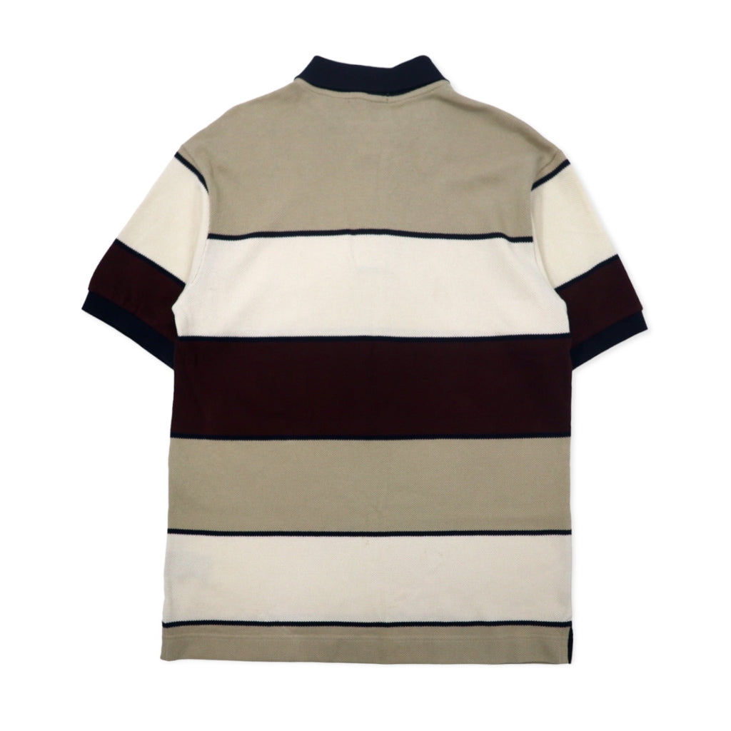 NAUTICA Pique Knit Polo Shirt, Size M, Beige, Striped, Cotton, Unused