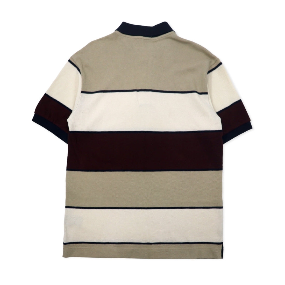 NAUTICA Pique Knit Polo Shirt, Size M, Beige, Striped, Cotton, Unused