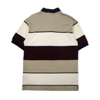 NAUTICA Pique Knit Polo Shirt, Size M, Beige, Striped, Cotton, Unused