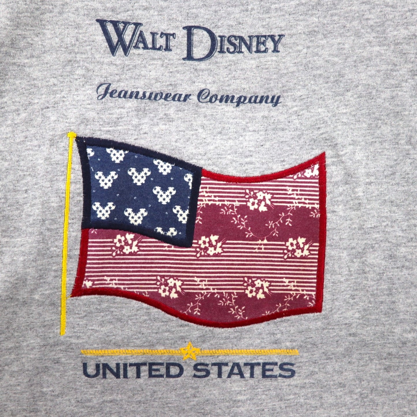 90年代 USA製 WALT DISNEY ディズニー ミッキーマウス キャラクター Tシャツ L グレー コットン 星条旗