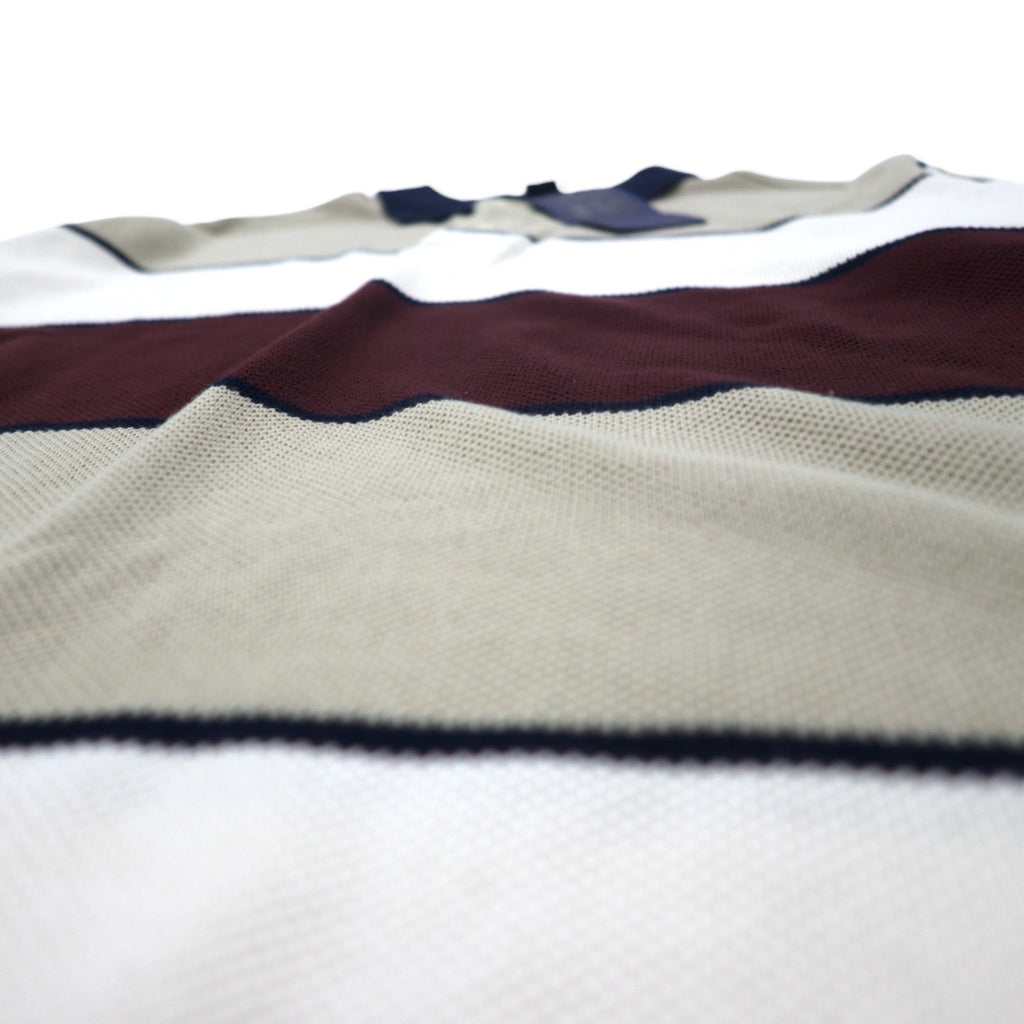 NAUTICA Pique Knit Polo Shirt, Size M, Beige, Striped, Cotton, Unused