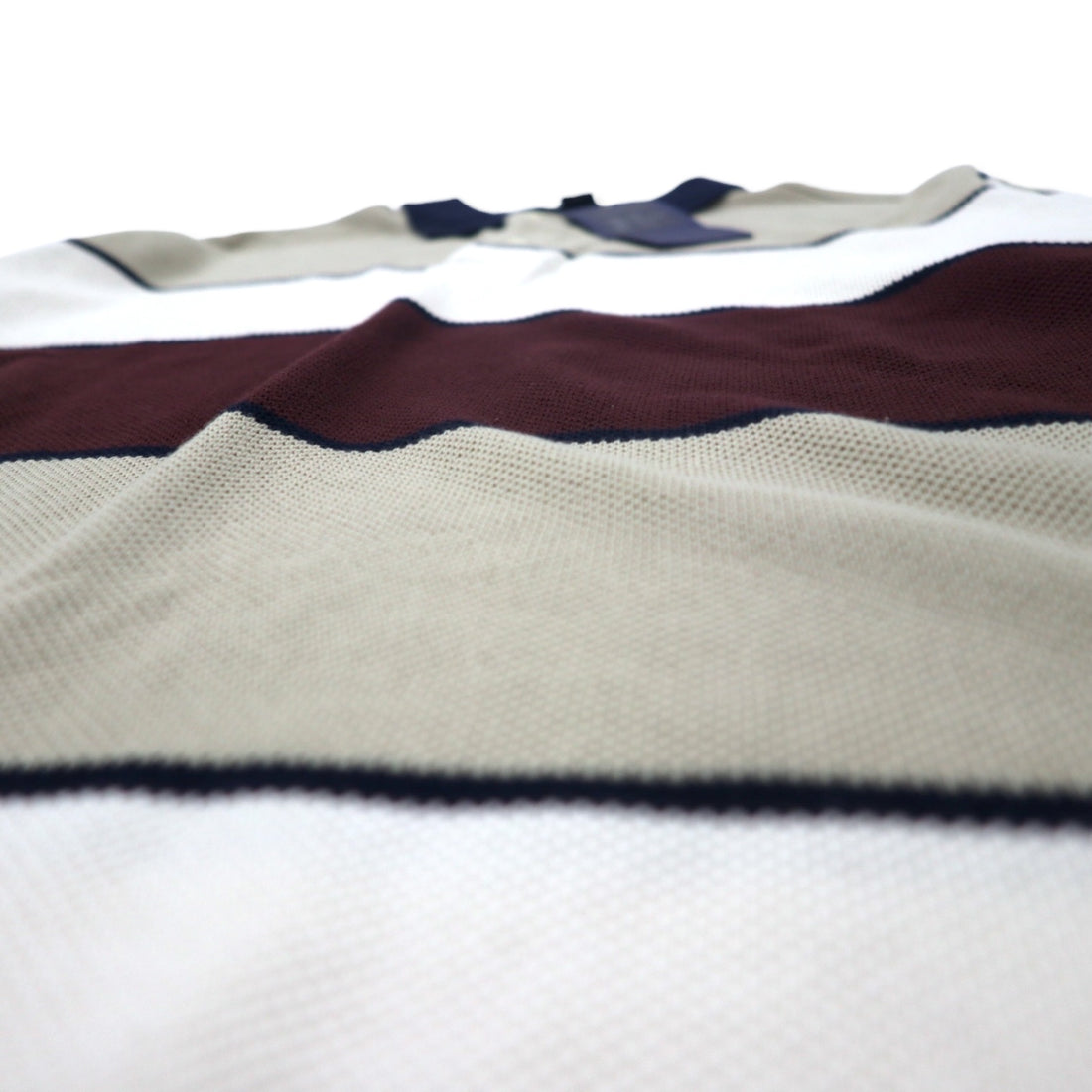 NAUTICA Pique Knit Polo Shirt, Size M, Beige, Striped, Cotton, Unused