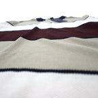 NAUTICA Pique Knit Polo Shirt, Size M, Beige, Striped, Cotton, Unused