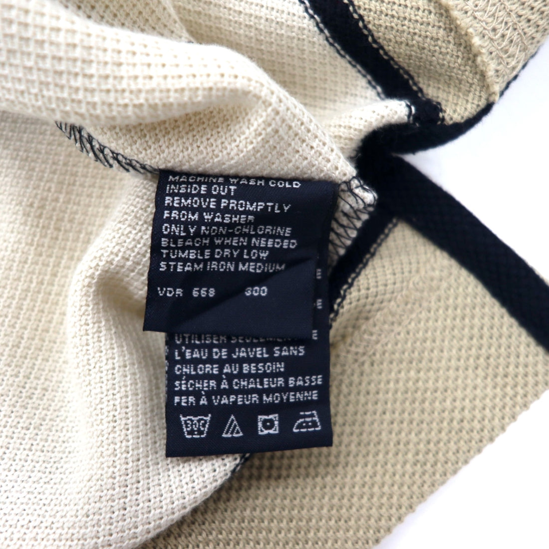NAUTICA Pique Knit Polo Shirt, Size M, Beige, Striped, Cotton, Unused
