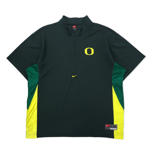 NIKE 90年代 TEAMタグ ハーフジップ トラックジャケット 半袖 XXL グリーン ポリエステル センタースウォッシュ NCAA DUCKS ビッグサイズ