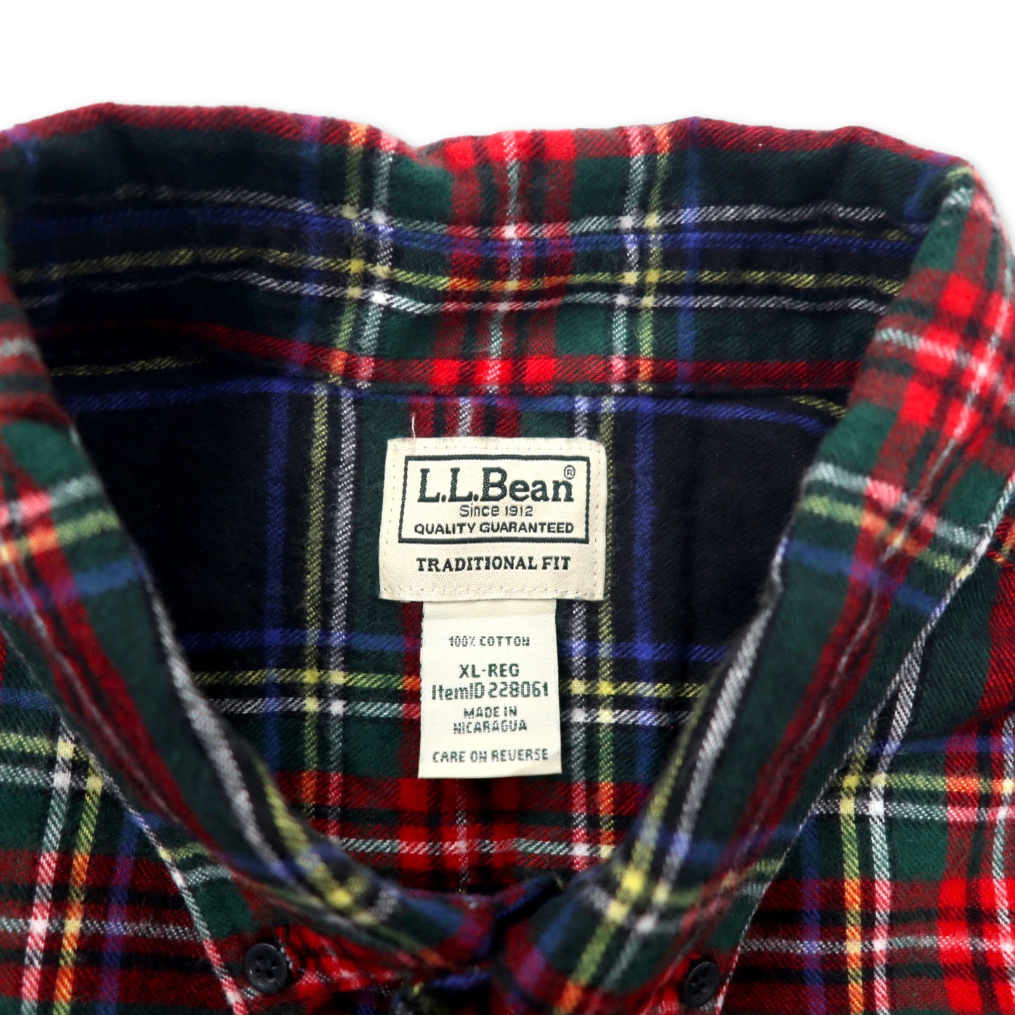 L.L.Bean ボタンダウン フランネルシャツ XL ネイビー レッド タータンチェック コットン TRADITIONAL FIT ビッグサイズ