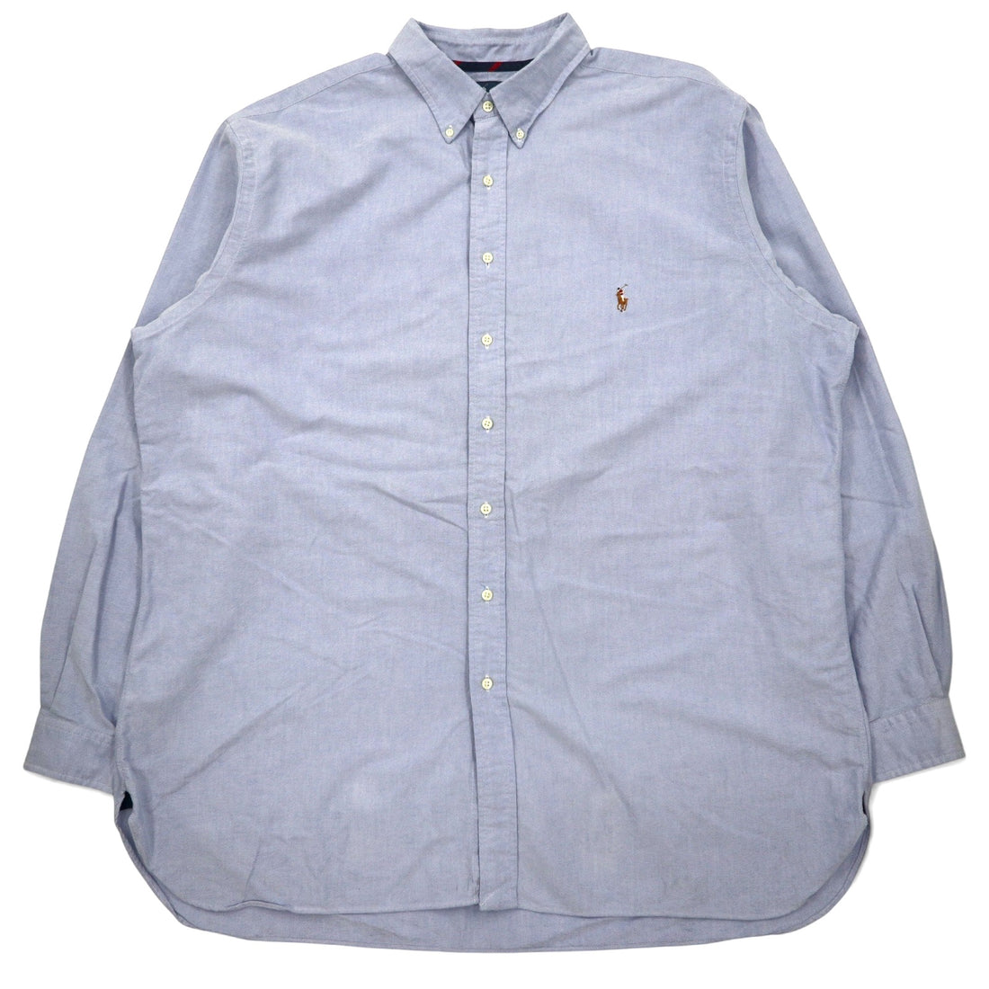 日本然リトテ-古着オンライン-Ralph Lauren 90年代 オックスフォード ボタンダウンシャツ 2XLT ブルー コットン CLASSIC FIT スモールポニー 刺繍-Ralph Lauren 90's Oxford button-down Shirts 2XLT Blue Cotton CLASSIC FIT Small Pony Embroidery