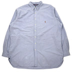 日本然リトテ-古着オンライン-Ralph Lauren 90年代 オックスフォード ボタンダウンシャツ 2XLT ブルー コットン CLASSIC FIT スモールポニー 刺繍-Ralph Lauren 90's Oxford button-down Shirts 2XLT Blue Cotton CLASSIC FIT Small Pony Embroidery