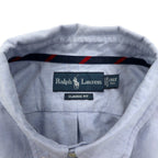 Ralph Lauren 90s Oxford Button Down Shirt 2XLT Blue Cotton Classic Fit Small Pony Embroidery