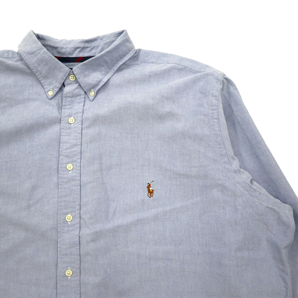 Ralph Lauren 90s Oxford Button Down Shirt 2XLT Blue Cotton Classic Fit Small Pony Embroidery