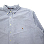 Ralph Lauren 90s Oxford Button Down Shirt 2XLT Blue Cotton Classic Fit Small Pony Embroidery
